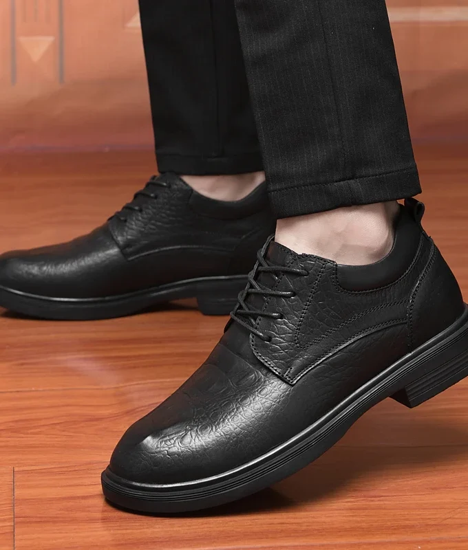 Genuine Leather Height Increasing Shoes Men Business Elevator Shoes Invisible 6cm Taller Classic Wedding Footwear Big Size 36-47