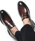 New Luxury Business Men's Cow Leather Shoes Breathable Rubber Sole Invisible Height Increasing Driving Shoes Summer Casual Shoes - Image 3