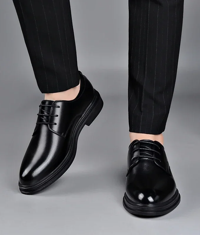 Winter Men Dress Shoes Elevator Shoes Warm Fur Casual Classic Business Heightening Leather Shoes 8CM 6CM Moccasins Taller Male