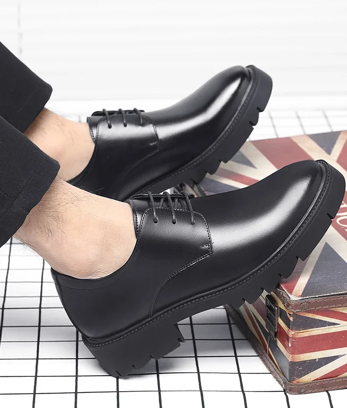 New Men Platform High Heel 4/7/9 CM Height Growth Formal Men Derby Genuine Leather Business Shoe Man Oxford Elevator Dress Shoes