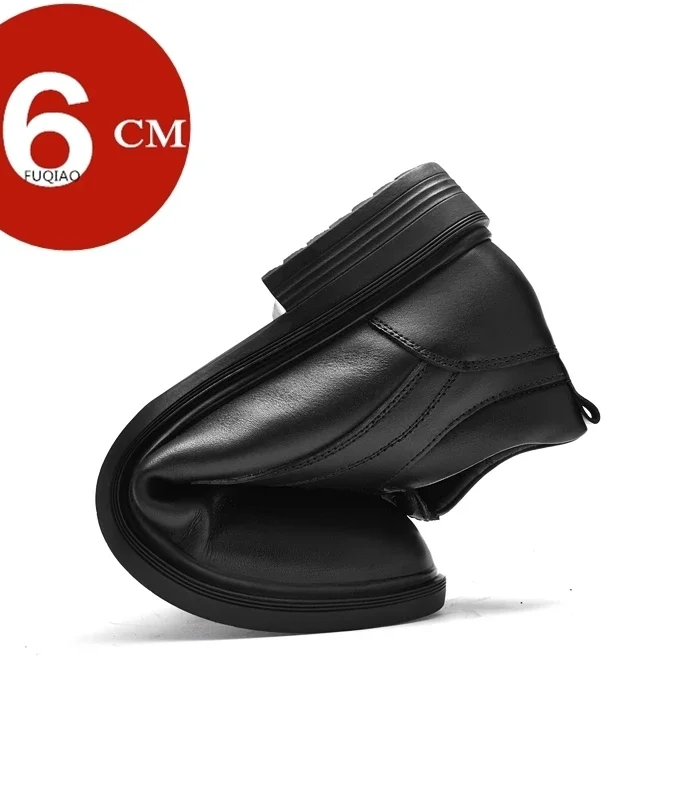 Genuine Leather Height Increasing Shoes Men Business Elevator Shoes Invisible 6cm Taller Classic Wedding Footwear Big Size 36-47