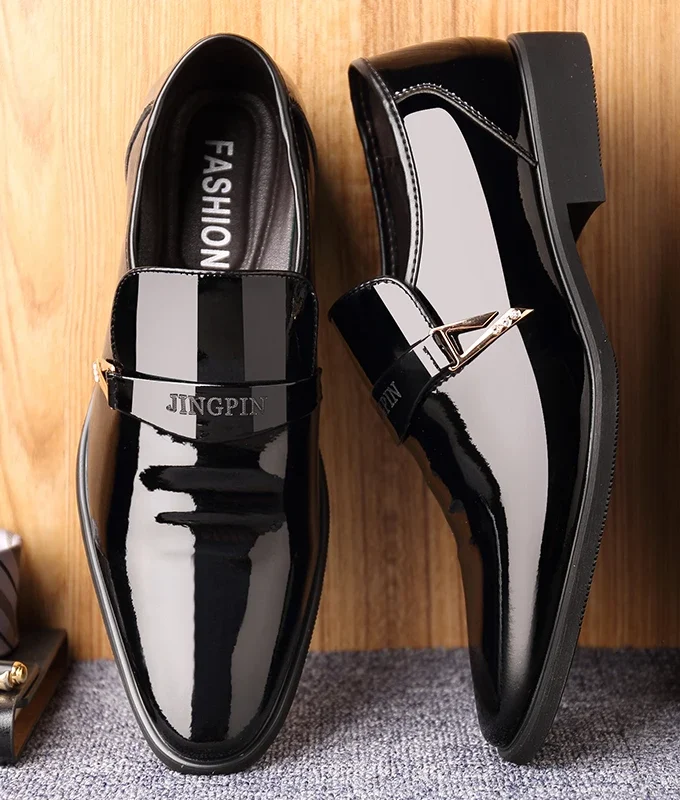 Man 6/8cm Newest Formal Derby Shoes Patent Leather Height Increase Men Dress Shoes Wedding Business Elevator Shoes Bright Upper