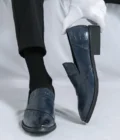 Luxury Brand Men Leather Shoes Black Slip On Croc Print Casual Mens Dress Shoes Wedding Office Banquet Loafers Shoes Men - Image 2