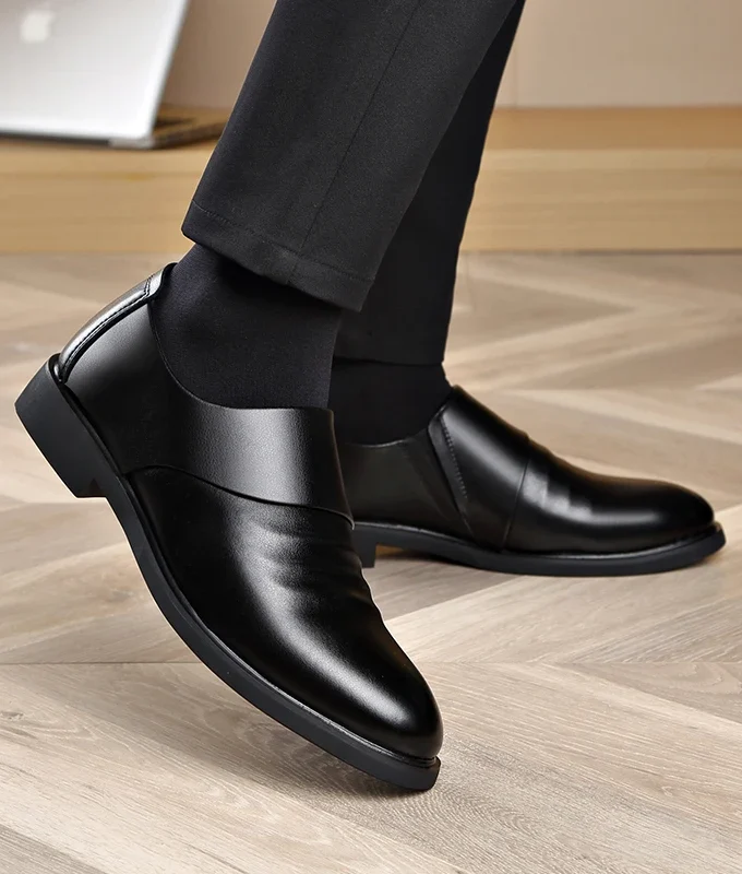 New Genuine Leather Men's Flat / 6CM Heightening Elevator Shoes Business Formal Leather Shoes Man British Casual Wedding Shoes