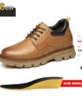 Genuine Leather Platform Work Sneakers Man Elevator Shoes 6/8 CM Height Increase Sports Lift Men Thick Soled Outdoor Boots