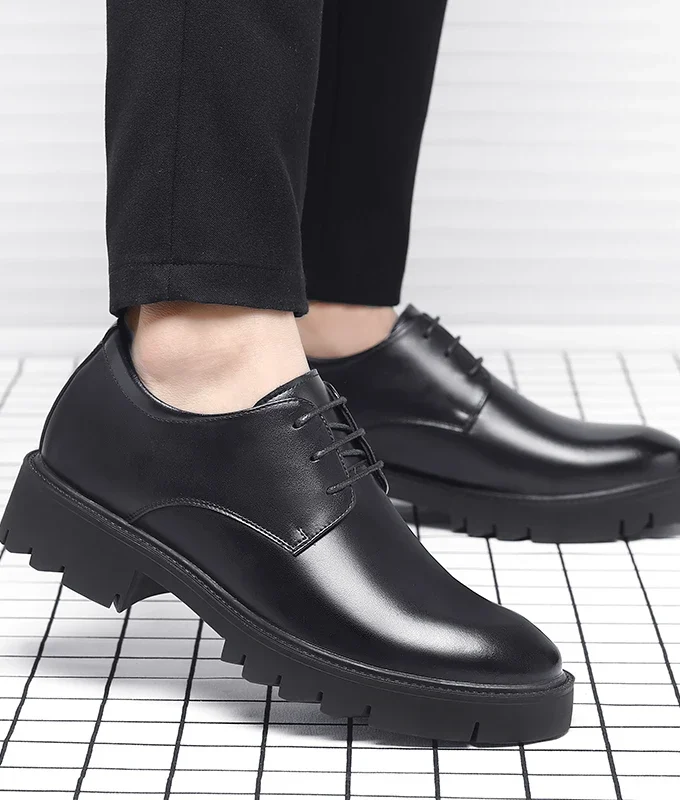 New Men Platform High Heel 4/7/9 CM Height Growth Formal Men Derby Genuine Leather Business Shoe Man Oxford Elevator Dress Shoes