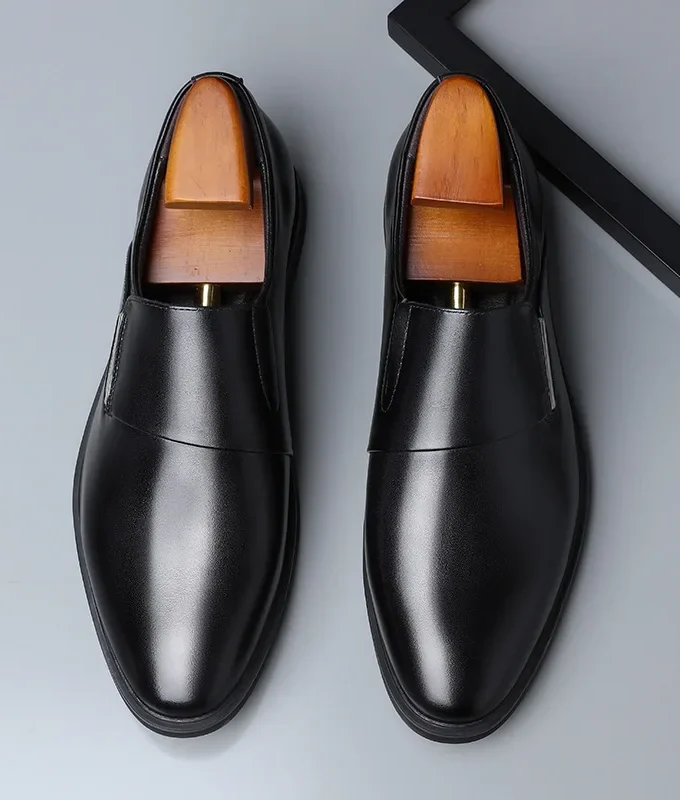 Men 6cm/Flat Leather Shoes Lift Loafers Slip-on Business Elevator Dress Shoes Comfortable Driving Height Shoes Zapatos De Hombre