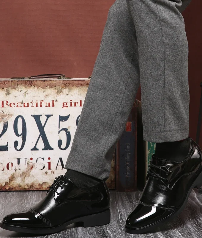 Men 6CM Height Increasing Shoes Business Formal Leather Elevator Shoes Man British Casual Wedding Suit Shoes Oxfords Office Male