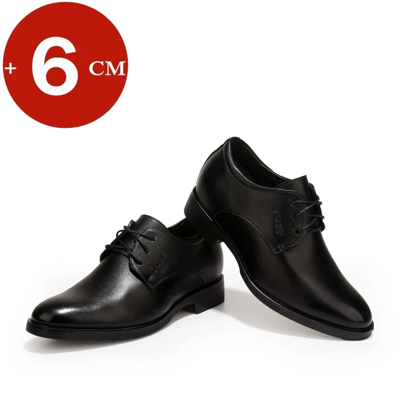 Business Platform Leather Shoes Men Elevator Shoes Casual Height Increase Insole 6CM British Office Black Fashion Dress Oxfords - Image 4