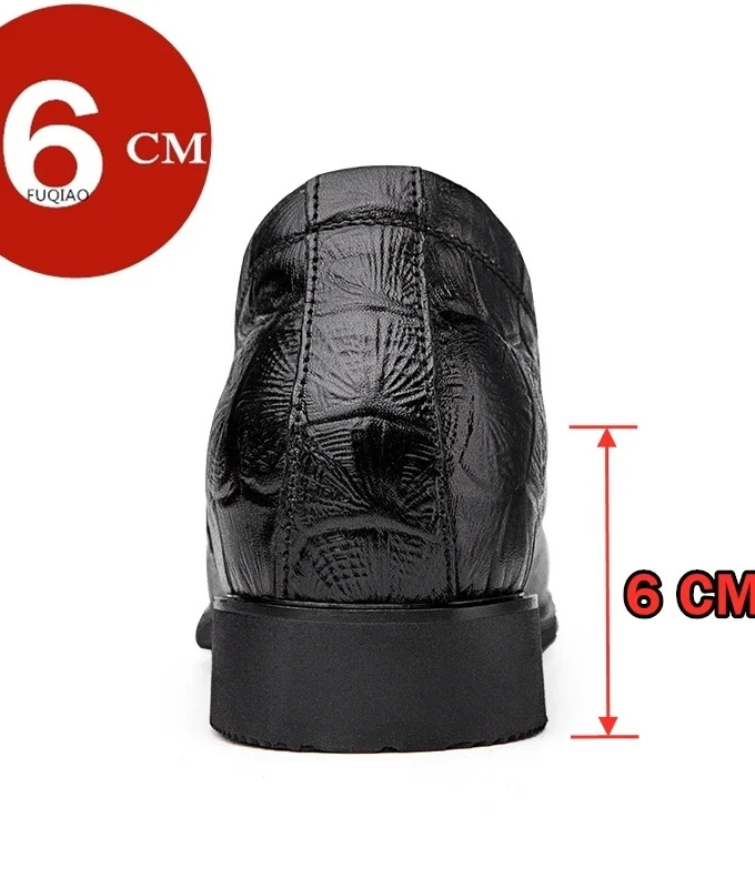 Dress Loafers Man Business Elevator Shoes Men Leather Shoes Lift Height Increase Insoles 6CM/flat Classic Formal British Black