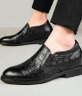 Dress Loafers Man Business Elevator Shoes Men Leather Shoes Lift Height Increase Insoles 6CM/flat Classic Formal British Black - Image 6