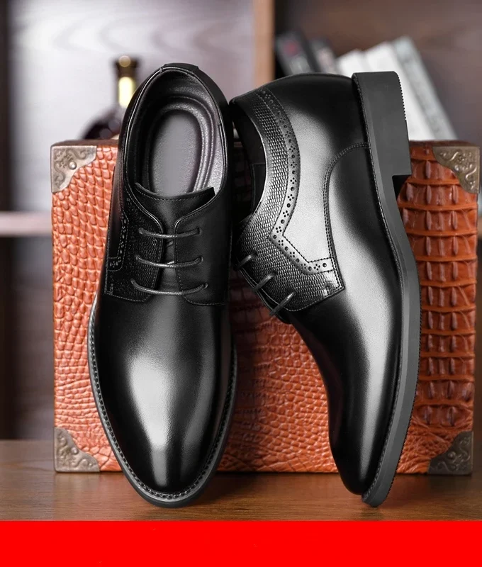 Man Elevator Business Dress Leather Shoes 3/6/8cm Men Formal Shoes Winter/Spring Business Men Oxfords Versatile Wedding Shoes