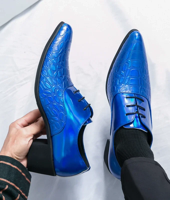 Luxury Multiple Colors High Heel Men's Shoes Fashion Moccasin Man Wedding Shoes Groom Designer Pointed Toe Leather Dress Oxfords