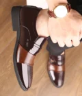 Men Flat / 6CM Heightening Elevator Shoes Business Formal Oxfords Leather Shoes Man British Casual Banquet Wedding Suit Shoes - Image 5