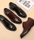 Men's Dress Brogues Elevator Shoes Platform Breathable Casual Business Luxury Genuine Leather Heightening Shoes 6 8CM Taller Man - Image 6