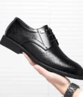 Men Flat / 6CM Heightening Elevator Shoes Hollow Breathable Business Formal Leather Shoes Man British Dress Casual Wedding Shoes - Image 3