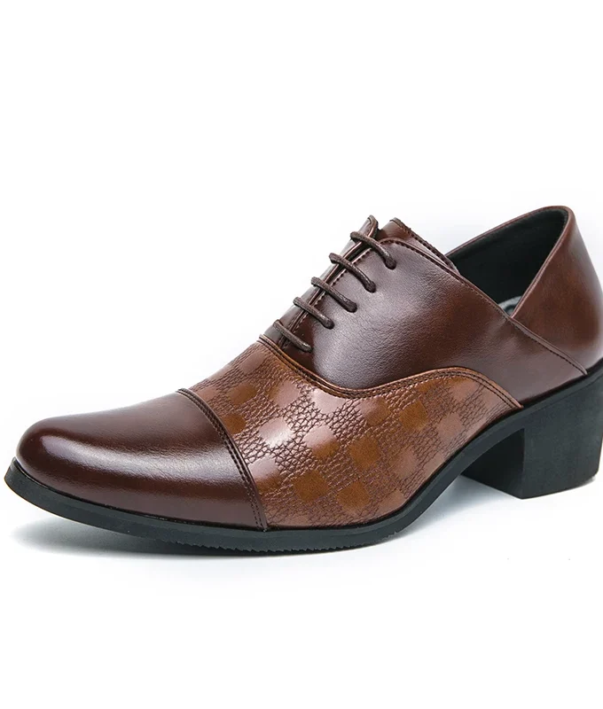 Luxury Classic Men's High Quality Leather Shoes Banquet Dress Shoes Men's Business Shoes 6CM High Heels Pointed Wedding Shoes