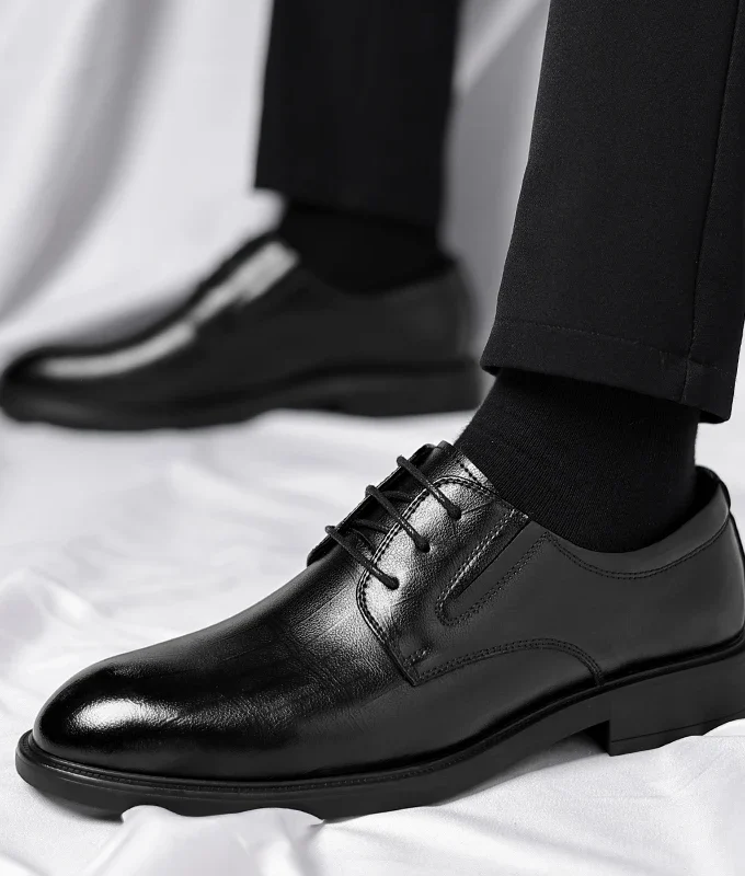 3/6/8 CM Elevator Shoes Men Dress Shoes Black Soft Leather Men Heighten Formal Shoes Casual Business Men Oxfords Suit Shoes