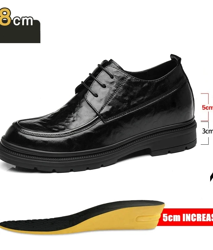 YEINSHAARS 3/6/8 Cm Elevator Men Dress Shoes Height Increase Cow Leather Men Formal Shoes Oxfords Business Men Suit Shoes Taller