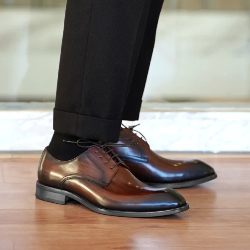 Italian Flat Mens Dress Shoes Luxury Genuine Leather Brand Handmade Quality Square Toe Laces Up New Business Party Social Shoes - Image 2