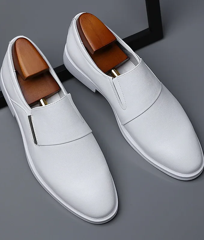 Men 6cm/Flat Leather Shoes Lift Loafers Slip-on Business Elevator Dress Shoes Comfortable Driving Height Shoes Zapatos De Hombre
