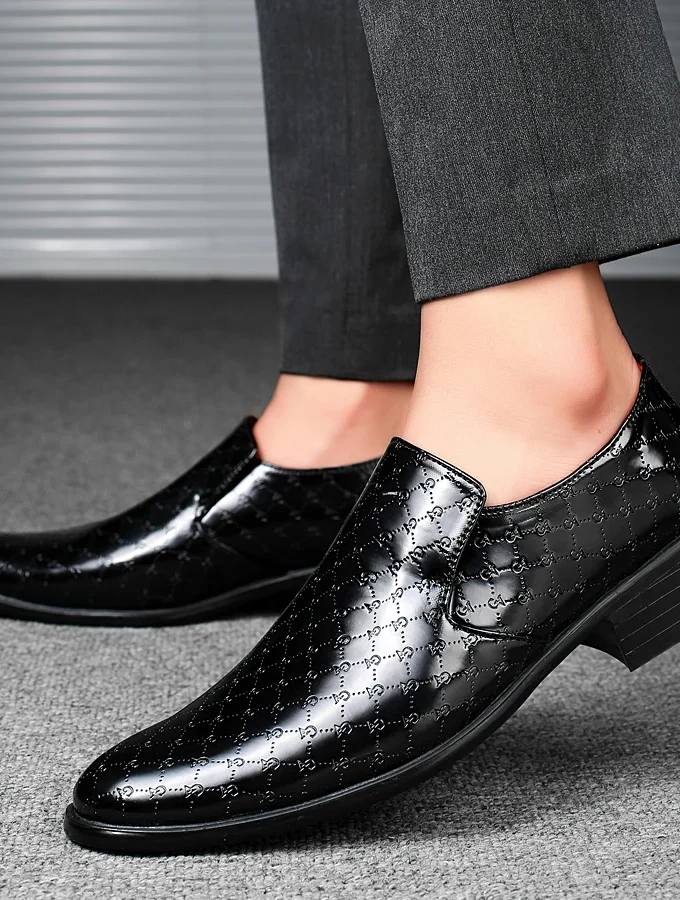 Brand Business Dress Men Shoes Formal Slip On Dress Shoes Men Thick Heel Oxfords High Quality Leather Shoes For Men Lift Loafers