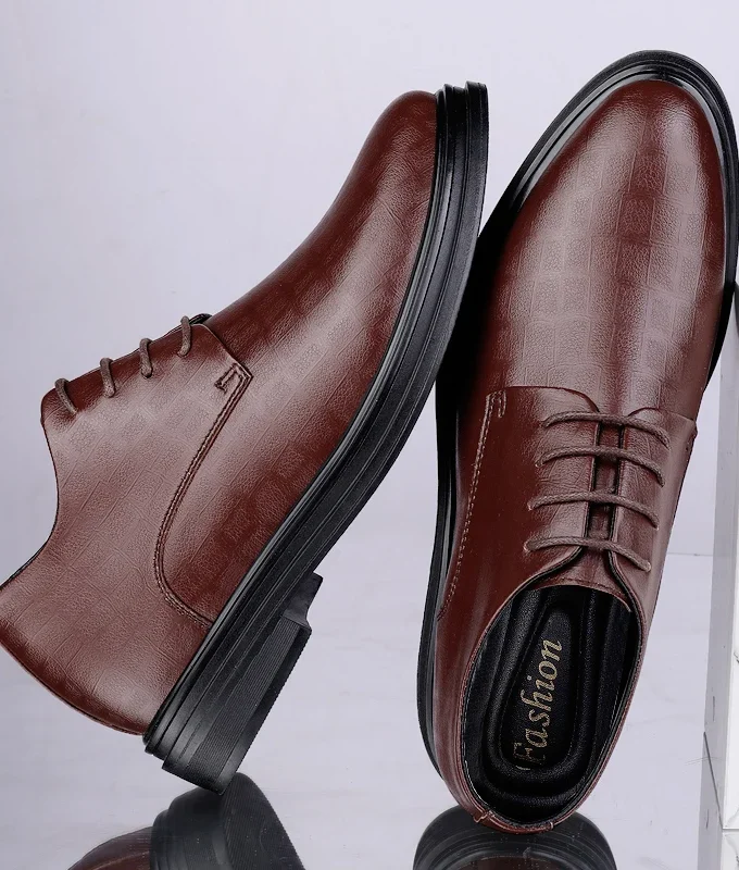 Men Dress Shoes Elevator Shoes Platform Breathable Casual Business Luxury Genuine Leather Soft Heightening Shoes 7CM Taller Male