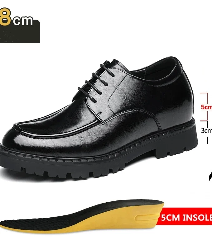 Men's Dress Shoes Elevator Shoes Platform Breathable Casual Business Luxury Genuine Leather Heightening Shoes 8 6CM Taller Male