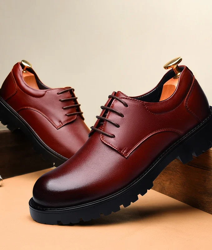 High Quality Cow Leather Platform High Heel Flat/7CM Height Increase Men Leather Shoe Oxford Dress Elevator Shoes Formal Wedding