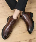 Leather Shoes Men Boots Winter Formal Leather Oxfords Boots Shoes Dress Business Boot Men Chelsea Autumn Ankle Boots for Man - Image 5