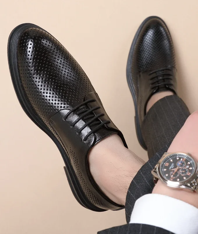 Summer Elevator Shoes Men Dress Shoes 3/6/8 Cm Men Formal Shoes Hollow Classic Business Luxury Men Oxfords Footwear Suit Shoes