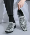 Summer New Leopard Print Men's Shoes Pointed Slip-on High Quality Leather Oxford Shoes Office Dress Shoes Luxury Wedding Shoes - Image 3