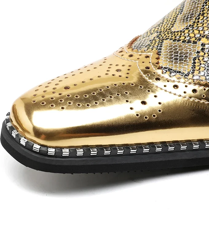 Snakeskin Grain Formal Shoes Leather Oxfords for Men Dressing Wedding Men's Brogues Office Shoes Lace Up Male Zapatos De Hombre