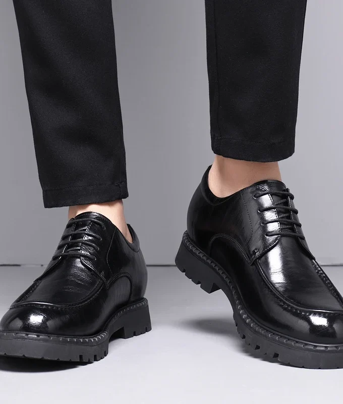 Men's Dress Shoes Elevator Shoes Platform Breathable Casual Business Luxury Genuine Leather Heightening Shoes 8 6CM Taller Male