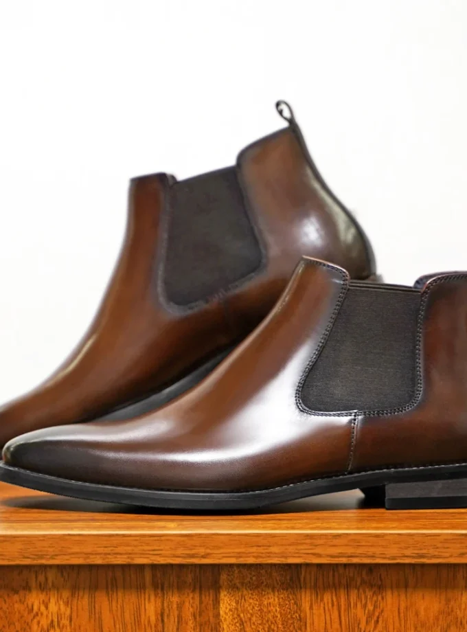 New Chelsea Boots Men Shoes PU Brown Fashion Versatile Business Casual British Style Street Party Wear Classic Dress Ankle Boots