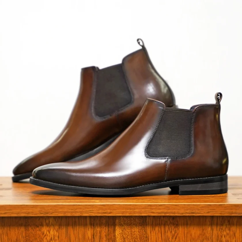 New Chelsea Boots Men Shoes PU Brown Fashion Versatile Business Casual British Style Street Party Wear Classic Dress Ankle Boots - Image 5