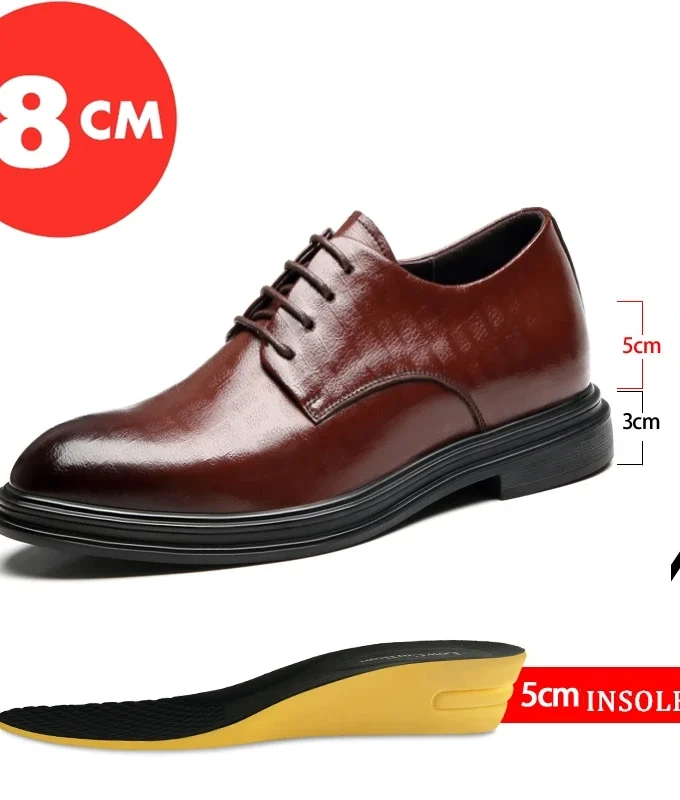Elevator Shoes Men Dress Shoes 3/6/8 cm Men Formal Shoes Winter/Spring Classic Business Luxury Men Oxfords Footwear Suit Shoes