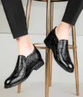 Dress Loafers Man Business Elevator Shoes Men Leather Shoes Lift Height Increase Insoles 6CM/flat Classic Formal British Black - Image 5