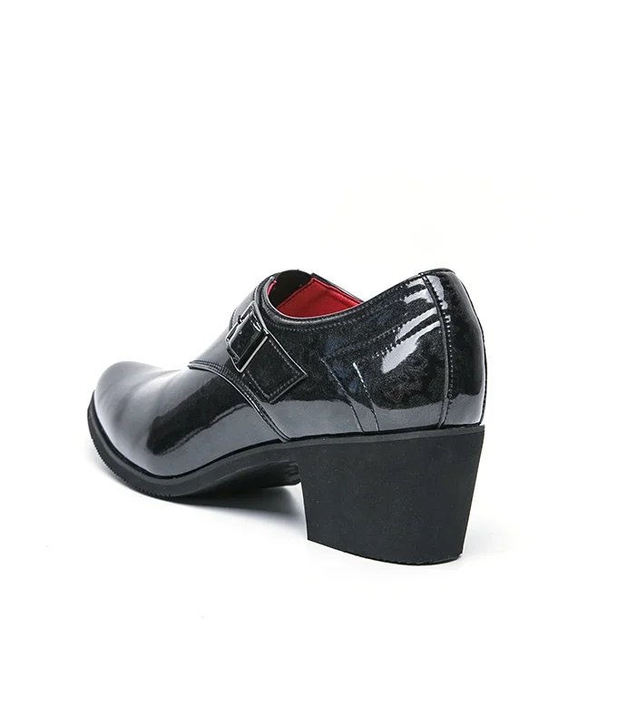 Fashion Lift Leather Shoes Business Men High Heel Pointed Elevator Chunky Height Increase 6CM Dress Wedding Shoe Plus Size 38-46