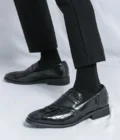 Luxury Brand Men Leather Shoes Black Slip On Croc Print Casual Mens Dress Shoes Wedding Office Banquet Loafers Shoes Men - Image 4