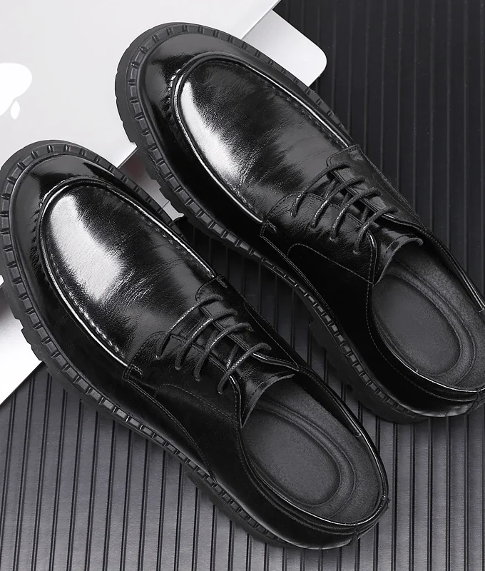 Men's Dress Shoes Elevator Shoes Platform Breathable Casual Business Luxury Genuine Leather Heightening Shoes 8 6CM Taller Male