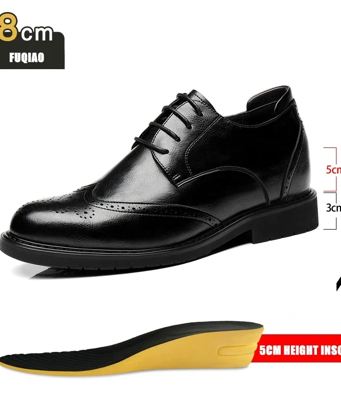 Hidden Heel 8/6CM Cow Leather Men Shoes Office Work Elevator Shoes Brand Man Business Oxfords Footwear Suit Shoes Lift Sneakers