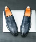 Luxury Brand Men Leather Shoes Black Slip On Croc Print Casual Mens Dress Shoes Wedding Office Banquet Loafers Shoes Men
