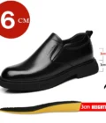 Mens Leather Shoes Height Elevator Shoes For Men Luxury Dress Shoes Slip On Business Comfortable Increase 6-8cm Wedding Shoes - Image 6