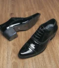 New Dress Leather Shoes Men High Heel 6cm Pointed Toe Brogue Wedding Shoes Height Increase Formal Career Work Jazz Dance Shoes - Image 3