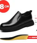 Mens Leather Shoes Height Elevator Shoes For Men Luxury Dress Shoes Slip On Business Comfortable Increase 6-8cm Wedding Shoes
