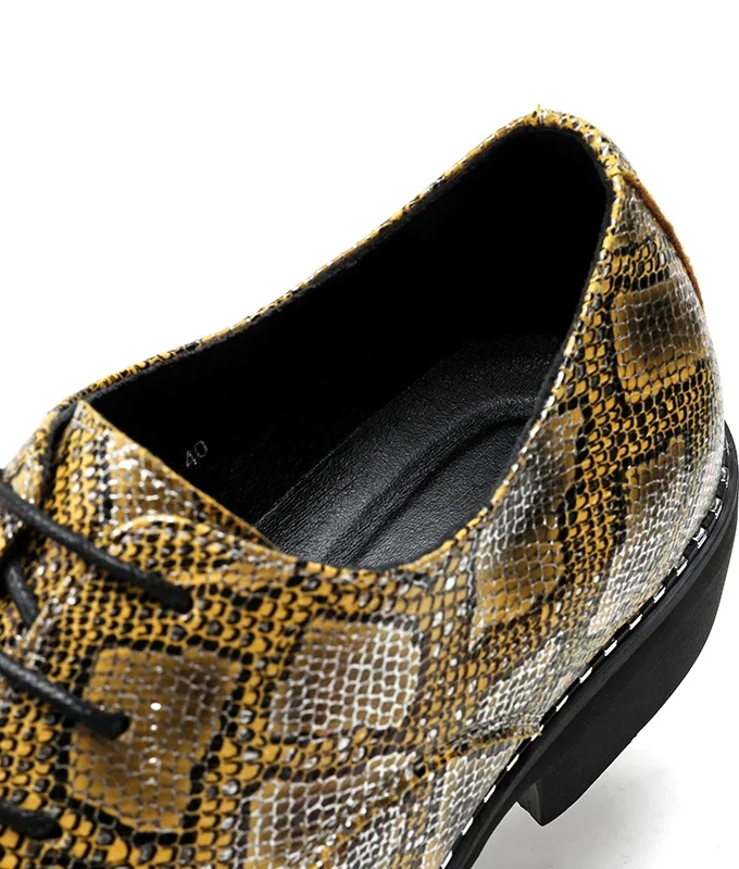 Snakeskin Grain Formal Shoes Leather Oxfords for Men Dressing Wedding Men's Brogues Office Shoes Lace Up Male Zapatos De Hombre