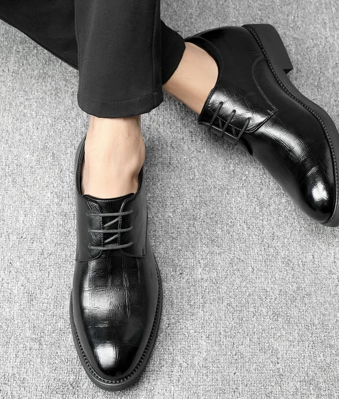 Genuine Leather Thick Soled Men Elevator Shoes 3/6/8 CM Height Increase Lift Men Formal Oxford Shoes for Business Wedding Party
