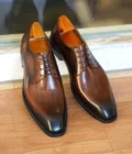 Italian Flat Mens Dress Shoes Luxury Genuine Leather Brand Handmade Quality Square Toe Laces Up New Business Party Social Shoes