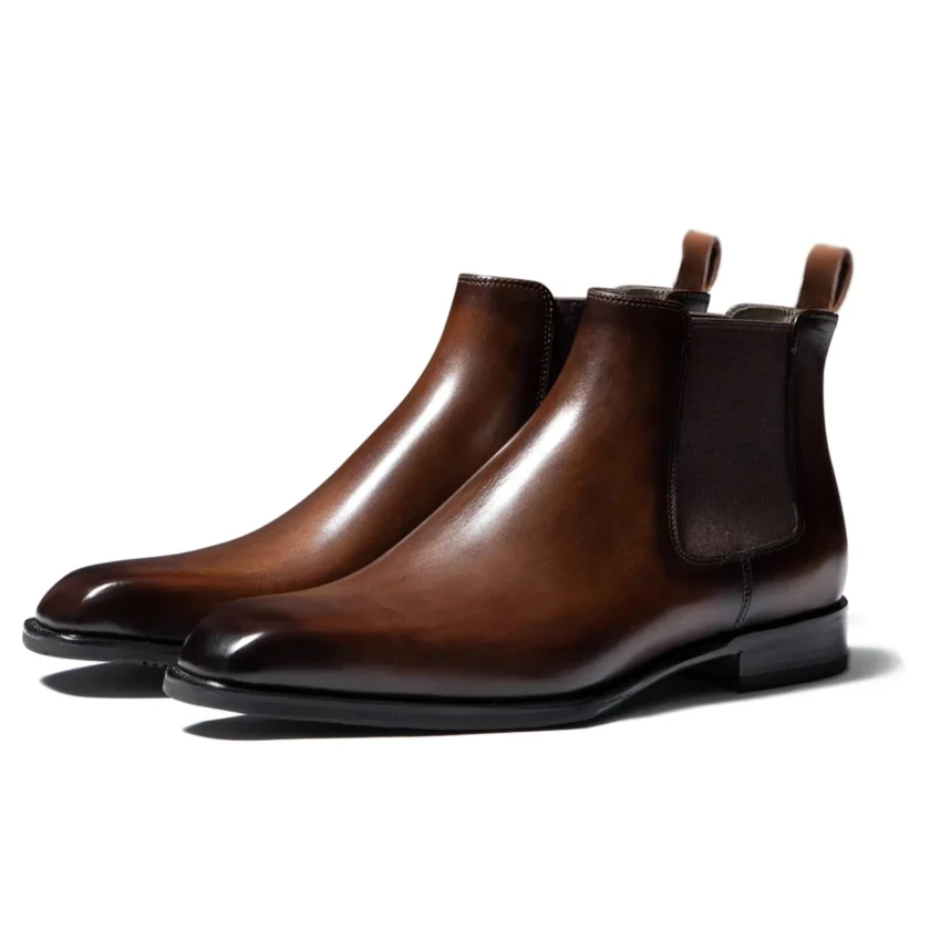 New Chelsea Boots Men Shoes PU Brown Fashion Versatile Business Casual British Style Street Party Wear Classic Dress Ankle Boots - Image 3